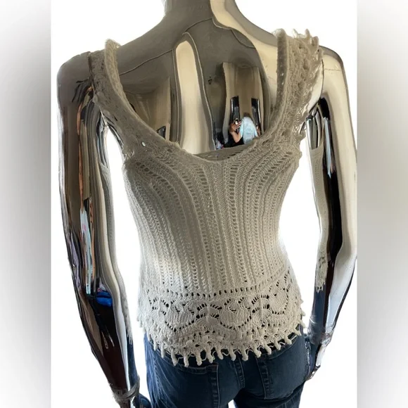 Mango White Crochet Tank Top Small - Picture 2 of 3